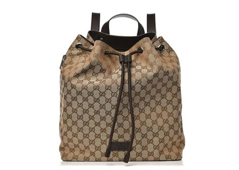 gucci drawstring backpack monogram gg beige/brown|gucci bag backpack women's.